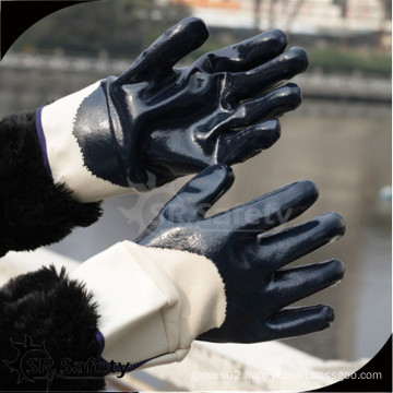 SRSAFETY blue nitrile gloves with safety cuff for heavy duty gloves